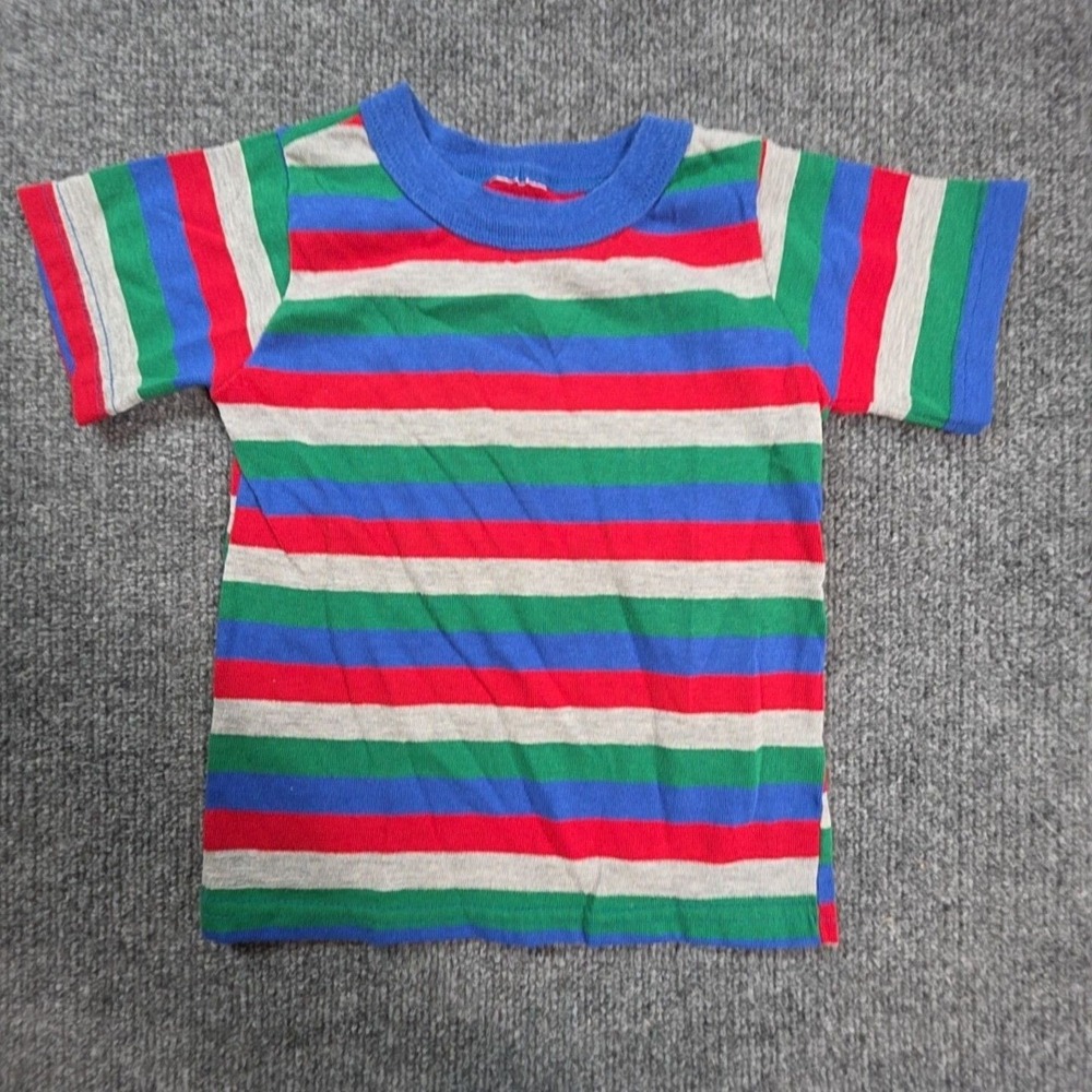 Shirt Kids 2T Multicolor Stripe Short Sleeve Crew Neck Tee T-Shirt Top Casual
